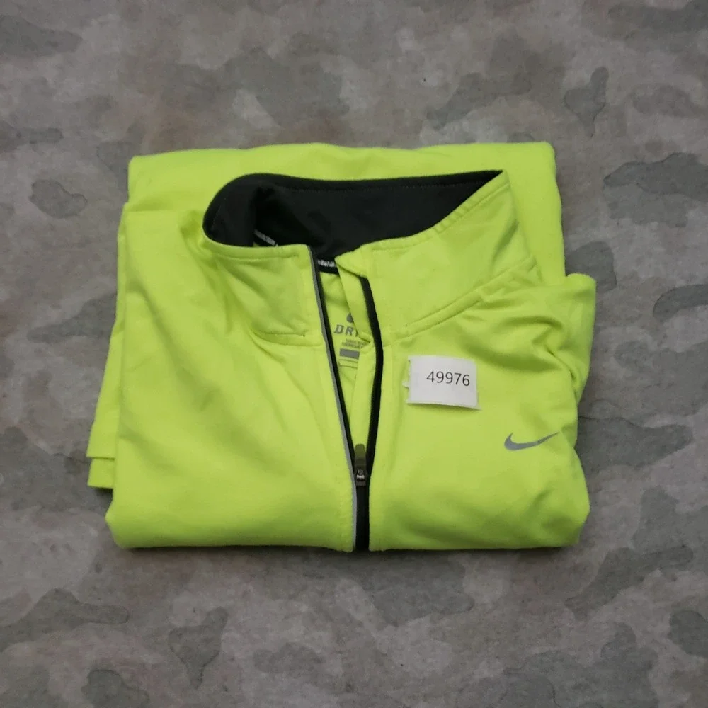 Nike Running Shirt Mens Large Green Dri-Fit Quarter Zip Long Sleeve Outdoors